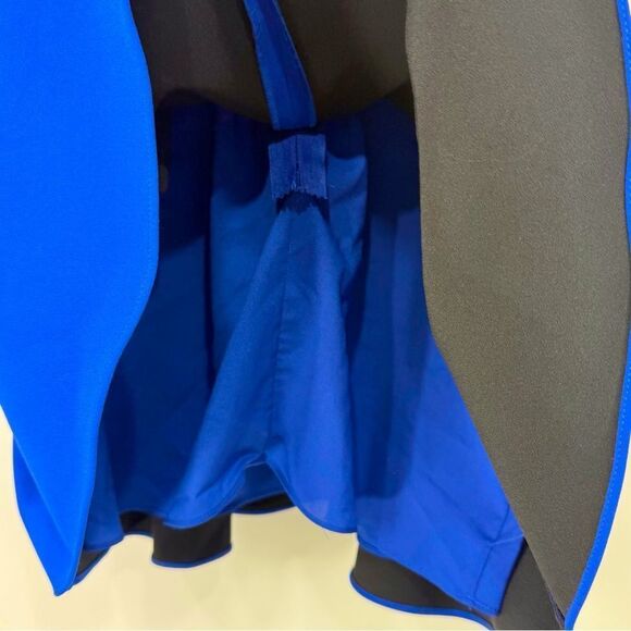 BCBGMAXAZRIA Harlie Cutout Cobalt Blue Fit and Flare V Neck Cocktail Mini Dress - Picture 15 of 16